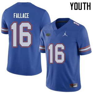 Youth Florida Gators #16 Brian Fallace NCAA Jordan Brand Royal Authentic Stitched College Football Jersey WNK5162QW